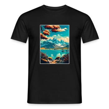 Natur Berge Vintage Reiseposter WPA Kunst - Männer T-Shirt - Schwarz - Vorne - AI Model Male 178 light (178cm)