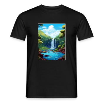 Rio Celeste Wasserfall Vintage Reiseposter WPA - Männer T-Shirt - Schwarz - Vorne - AI Model Male 178 light (178cm)