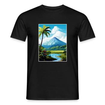 La Fortuna Costa Rica Vintage Travel Poster WPA - Men's T-Shirt - black - Front - AI Model Male 178 light (178cm)