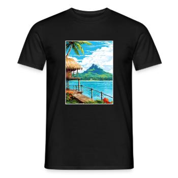 Bora Polynésie Française Vintage Voyage Poster WPA - T-shirt homme - noir - Devant - AI Model Male 178 light (178cm)