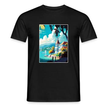 Montego Bay Caribbean Vintage Travel Poster WPA - Men's T-Shirt - black - Front - AI Model Male 178 light (178cm)