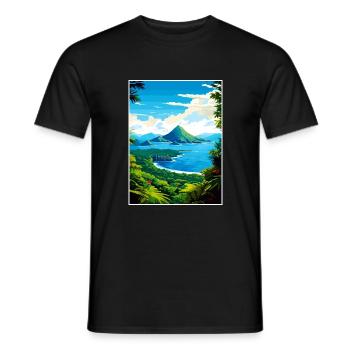 Saint Lucia Caribbean Vintage Travel Poster WPA - Men's T-Shirt - black - Front - AI Model Male 178 light (178cm)