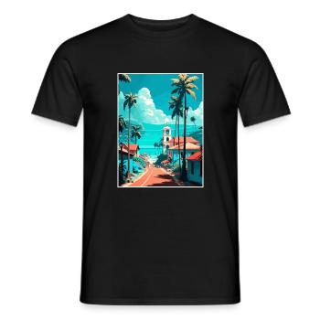 Las Terrenas Caraïbes Vintage voyage affiche WPA - T-shirt homme - noir - Devant - AI Model Male 178 light (178cm)