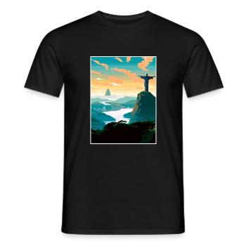 Rio De Janeiro Brésil Vintage voyage affiche WPA - T-shirt homme - noir - Devant - AI Model Male 178 light (178cm)
