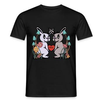 Hase Hase Liebe Herz Kaninchen Natur Nager - Männer T-Shirt - Schwarz - Vorne - AI Model Male 178 light (178cm)