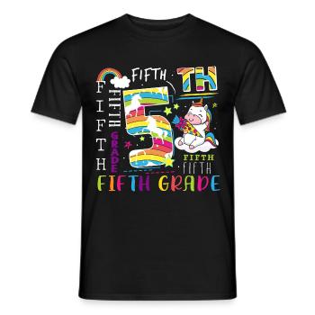 5. Klasse Einhorn Schulkind - Männer T-Shirt - Schwarz - Vorne - AI Model Male 178 light (178cm)