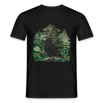Wald Natur Wildnis Rabe Krähe Vogel Bäume - Männer T-Shirt - Schwarz - Vorne - AI Model Male 178 light (178cm)