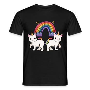 Regenbogen Einhorn Katze Katzen Kinder - Männer T-Shirt - Schwarz - Vorne - AI Model Male 178 light (178cm)