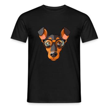 Dobermann Pinscher Hunderasse Aquarell Karikatur Kaw - Männer T-Shirt - Schwarz - Vorne - AI Model Male 178 light (178cm)