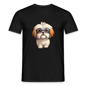 Lhasa Apso Dog Breed Watercolor Cartoon Kawaii Gla - Men's T-Shirt - black - Front - AI Model Male 178 light (178cm)