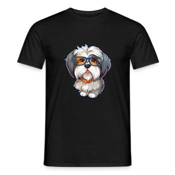 Havanese Dog Breed Watercolor Cartoon Kawaii Glass - Men's T-Shirt - black - Front - AI Model Male 178 light (178cm)