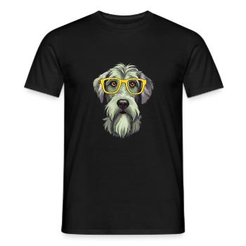 Irish Wolfhound Dog Breed Watercolor Cartoon Kawai - Men's T-Shirt - black - Front - AI Model Male 178 light (178cm)