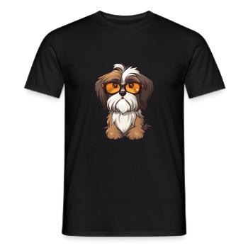 Havanese Dog Breed Watercolor Cartoon Kawaii Glass - Men's T-Shirt - black - Front - AI Model Male 178 light (178cm)