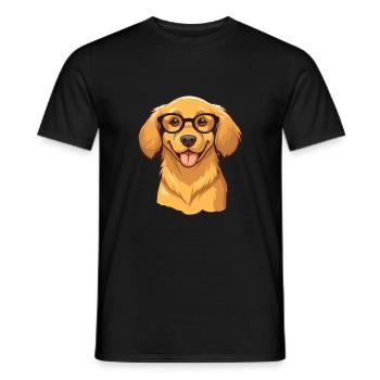 Golden Retriever Dog Breed Watercolor Cartoon Kawa - Men's T-Shirt - black - Front - AI Model Male 178 light (178cm)