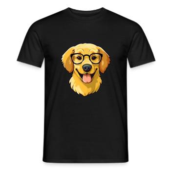 Golden Retriever Dog Breed Watercolor Cartoon Kawa - Men's T-Shirt - black - Front - AI Model Male 178 light (178cm)