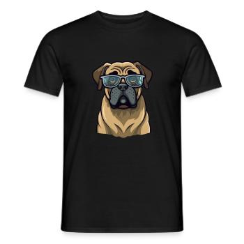 Englische Dogge Hunderasse Aquarell Cartoon Kawai - Männer T-Shirt - Schwarz - Vorne - AI Model Male 178 light (178cm)