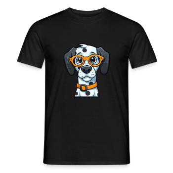 Dalmatinische Hunderasse Aquarell Karikatur Kawaii Glas - Männer T-Shirt - Schwarz - Vorne - AI Model Male 178 light (178cm)