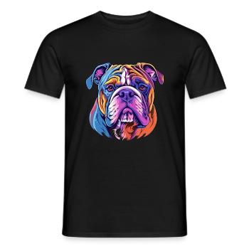 Bulldogge Hund Rasse Aquarell Karikatur Kawaii Colorf - Männer T-Shirt - Schwarz - Vorne - AI Model Male 178 light (178cm)