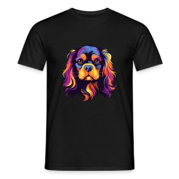 Cavalier King Charles Spaniel chien race aquarelle - T-shirt homme - noir - Devant - AI Model Male 178 light (178cm)