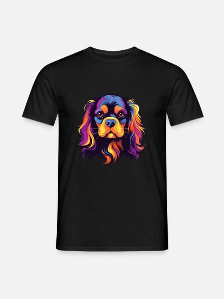 Cavalier King Charles Spaniel chien race aquarelle - T-shirt homme - noir