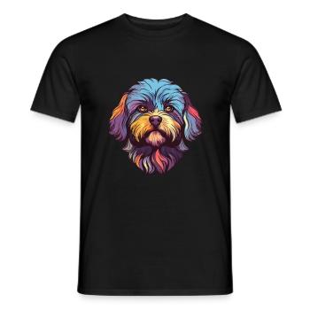 Shih-Poo Dog Breed Watercolor Cartoon Kawaii Color - Men's T-Shirt - black - Front - AI Model Male 178 light (178cm)