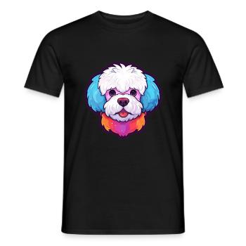 Bichon Frise chien race aquarelle dessin animé Kawaii C - T-shirt homme - noir - Devant - AI Model Male 178 light (178cm)