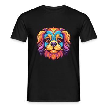 Épagneul tibétain chien race aquarelle dessin animé Kawai - T-shirt homme - noir - Devant - AI Model Male 178 light (178cm)