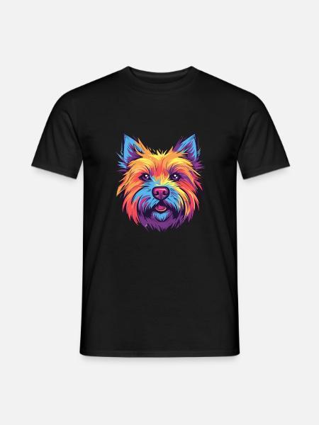 Cairn Terrier chien race aquarelle dessin animé Kawaii - T-shirt homme - noir