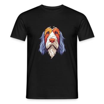 Petit Basset Griffon Vendéen race de chien aquarelle - T-shirt homme - noir - Devant - AI Model Male 178 light (178cm)