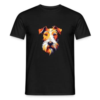 Draht Foxterrier Hunderasse Aquarell Karikatur Kawa - Männer T-Shirt - Schwarz - Vorne - AI Model Male 178 light (178cm)
