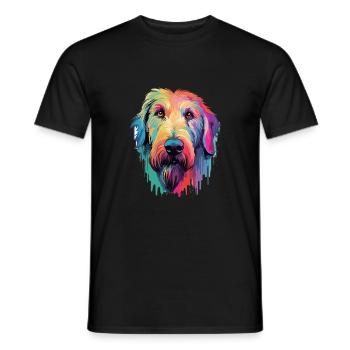 Irish Wolfhound chien race aquarelle dessin animé Kawai - T-shirt homme - noir - Devant - AI Model Male 178 light (178cm)