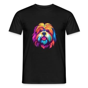 Lhasa Apso Hunderasse Aquarell Karikatur Kawaii Col - Männer T-Shirt - Schwarz - Vorne - AI Model Male 178 light (178cm)