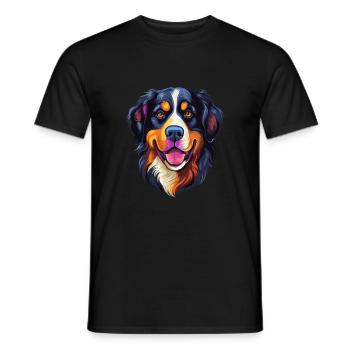 Bernese Mountain Dog Breed Watercolor Cartoon Kawa - Men's T-Shirt - black - Front - AI Model Male 178 light (178cm)