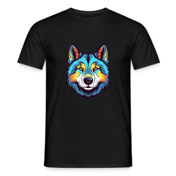 Husky sibérien chien race aquarelle dessin animé Kawaii - T-shirt homme - noir - Devant - AI Model Male 178 light (178cm)