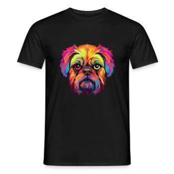 Griffon Bruxellois race de chien aquarelle dessin animé Ka - T-shirt homme - noir - Devant - AI Model Male 178 light (178cm)