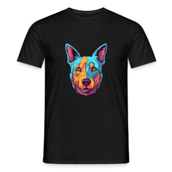 Australischer Rinderhund Rasse Aquarell Karikatur Kaw - Männer T-Shirt - Schwarz - Vorne - AI Model Male 178 light (178cm)