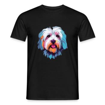 Cotons de Tuléar Race Chien Aquarelle Dessin Animé Kawa - T-shirt homme - noir - Devant - AI Model Male 178 light (178cm)