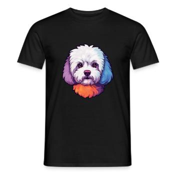 Bichons frisé race de chien aquarelle dessin animé Kawaii - T-shirt homme - noir - Devant - AI Model Male 178 light (178cm)