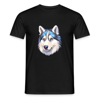 Husky Sibérien Race Chien Aquarelle Dessin Animé Kawaii - T-shirt homme - noir - Devant - AI Model Male 178 light (178cm)