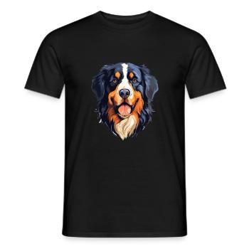 Bernese Mountain Dog Breed Watercolor Cartoon Kawa - Men's T-Shirt - black - Front - AI Model Male 178 light (178cm)