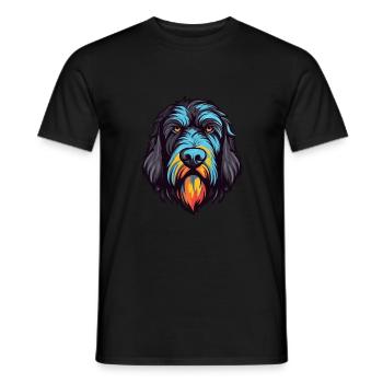 Black Russian Terrier Dog Breed Watercolor Cartoon - Men's T-Shirt - black - Front - AI Model Male 178 light (178cm)