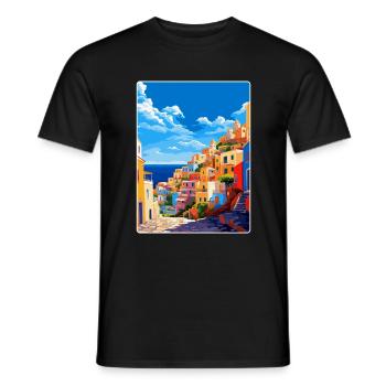 Ponza Italy Vintage Travel Poster WPA Art Souvenir - Men's T-Shirt - black - Front - AI Model Male 178 light (178cm)
