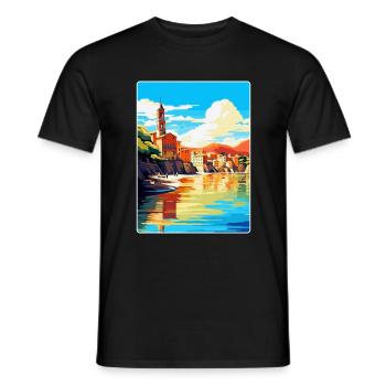 San Sebastian Spanien Vintage Reiseplakat Souvenir - Männer T-Shirt - Schwarz - Vorne - AI Model Male 178 light (178cm)