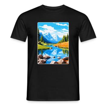 Aiguestortes I Estany de Sant Maurici Park Spanien - Männer T-Shirt - Schwarz - Vorne - AI Model Male 178 light (178cm)