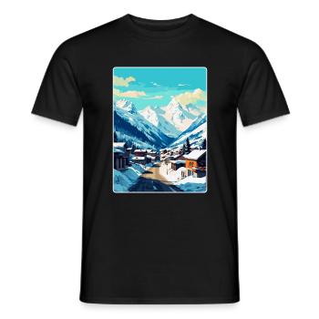Ischgl Österreich Vintage Reiseplakat Souvenir WPA - Männer T-Shirt - Schwarz - Vorne - AI Model Male 178 light (178cm)