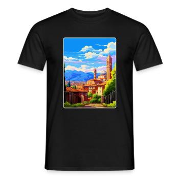 Bergame Italie Affiche de voyage vintage WPA Souvenir - T-shirt homme - noir - Devant - AI Model Male 178 light (178cm)