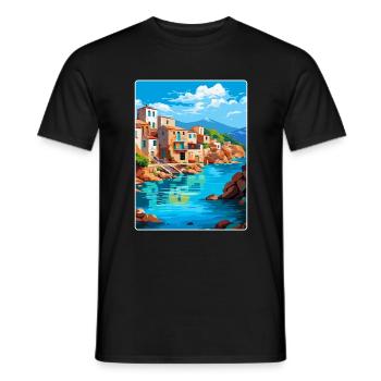 Crète Grèce Affiche de voyage vintage WPA Souvenir - T-shirt homme - noir - Devant - AI Model Male 178 light (178cm)