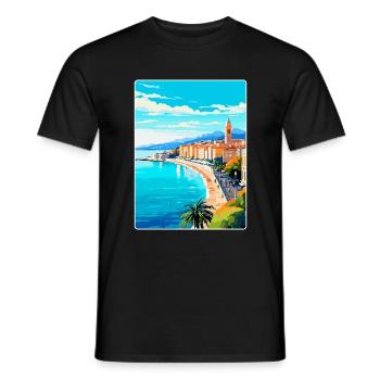 Nice France Vintage Travel Poster WPA Art Souvenir - Men's T-Shirt - black - Front - AI Model Male 178 light (178cm)
