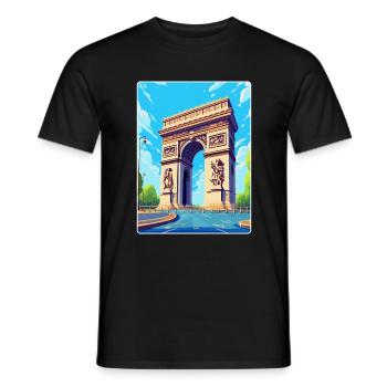 Arc de Triomphe Paris France Vintage Poster de voyage - T-shirt homme - noir - Devant - AI Model Male 178 light (178cm)