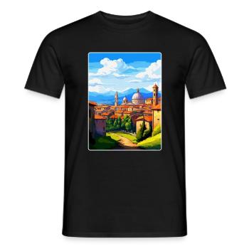 Bergame Italie Affiche de voyage vintage WPA Souvenir - T-shirt homme - noir - Devant - AI Model Male 178 light (178cm)